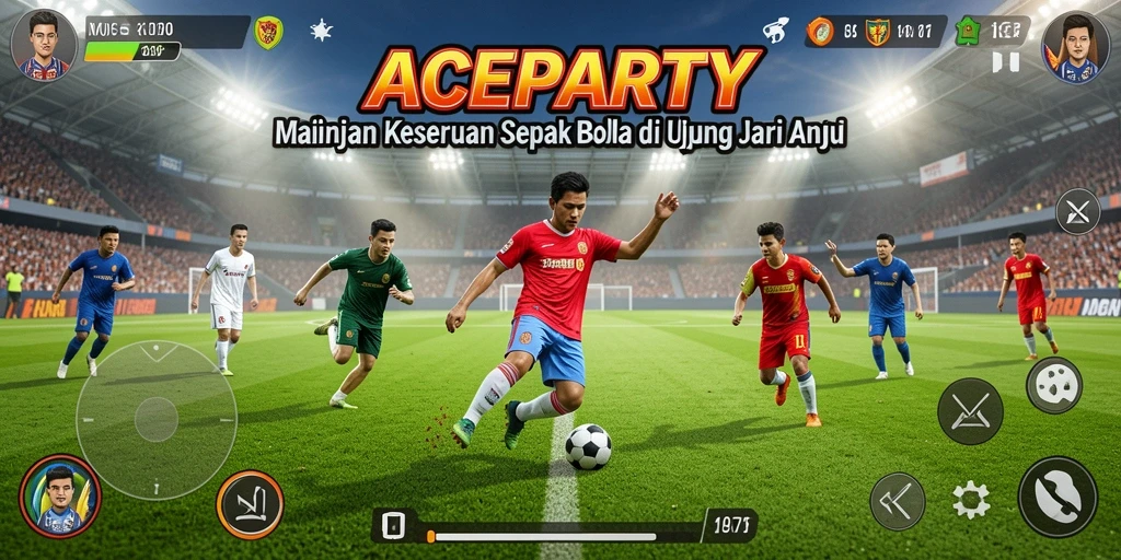 Screenshot menunjukkan aksi menakjubkan dalam game sepak bola.