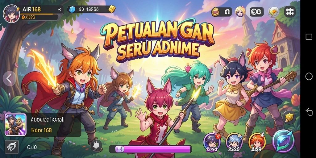 Tampilan gameplay AIR168 dengan karakter Anime yang menarik dan aksi seru.