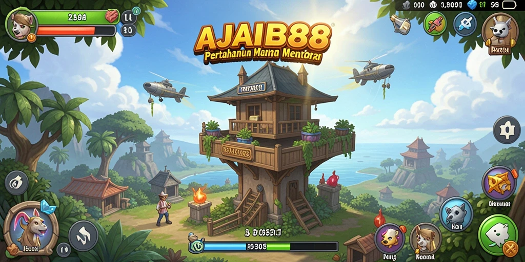 Screenshot gameplay AJAIB88 menampilkan menara dan musuh dalam pertempuran seru.