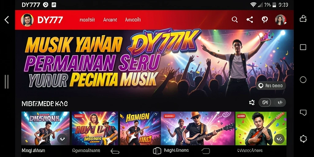 Tampilan gameplay DY777 yang penuh energi dan musik.