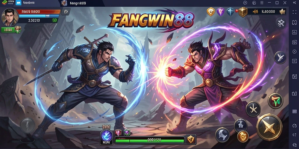 Tangkapan layar gameplay FANGWIN88 menampilkan pertarungan yang mendebarkan dan karakter beraksi.