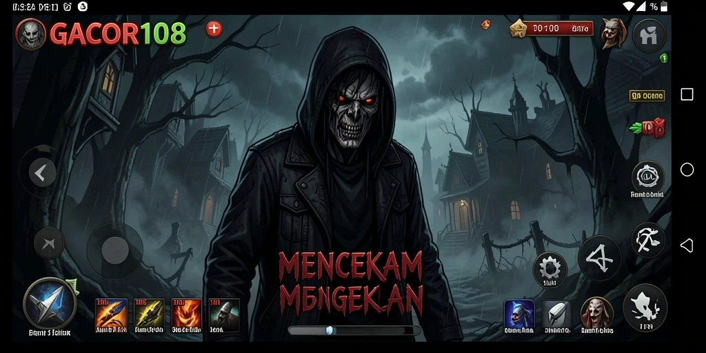 Screenshot dari gameplay GACOR108 yang penuh ketegangan dan atmosfer menyeramkan.