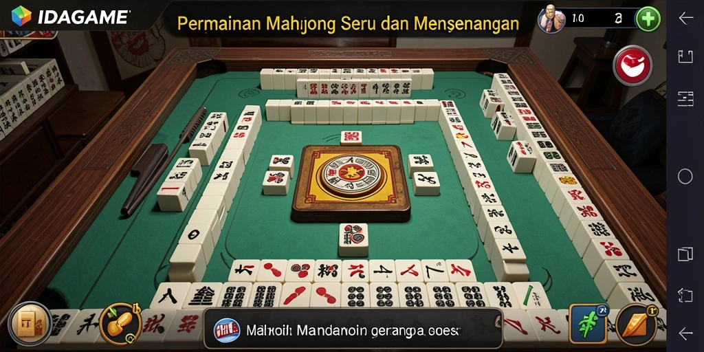 Tampilan gameplay seru IDAGAME dengan ubin Mahjong yang berwarna-warni.