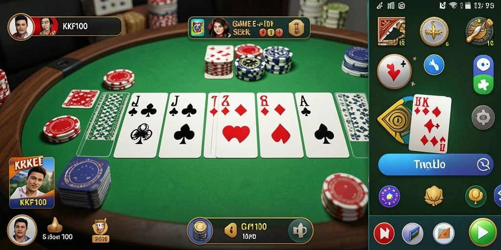 Screenshot KPK100 menampilkan gameplay Gaple yang seru dan interaktif.