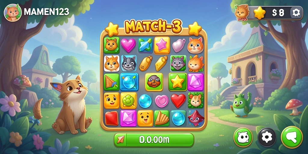 Gameplay seru MAMEN123 dengan grafis menarik.