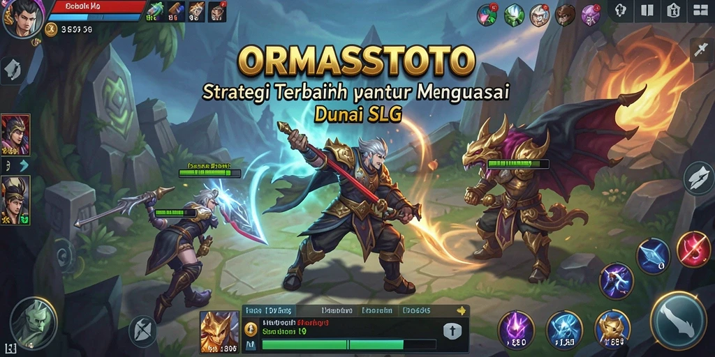 Tampilan gameplay dinamis dari ORMASSTOTO yang menampilkan pertempuran SLG.