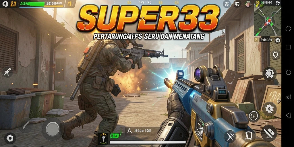 Screenshot utama menunjukkan aksi intens gameplay FPS yang mendebarkan.