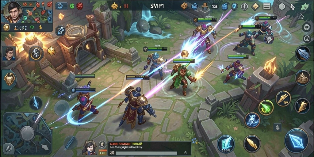 Screenshot gameplay SVIP1 yang menunjukkan intensitas pertempuran strategi.