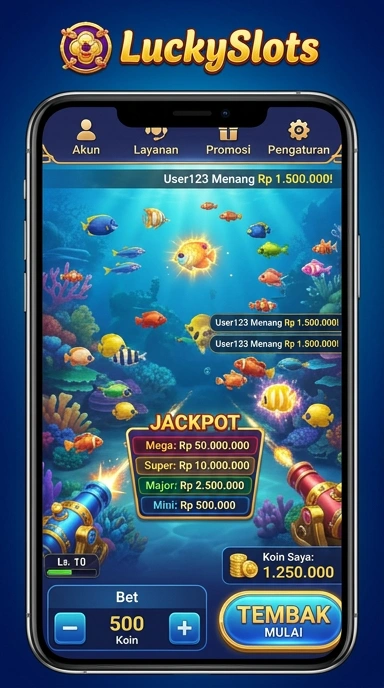 Screenshot permainan luckyslots dengan banyak pilihan permainan yang mengasyikkan.